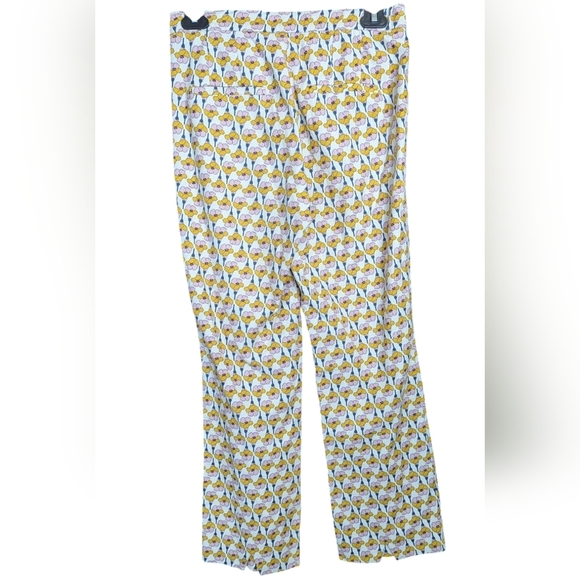 Zara Trafaluc Yellow Pink Floral High Rise Stretch Cropped Pants Size Medium - Picture 2 of 10